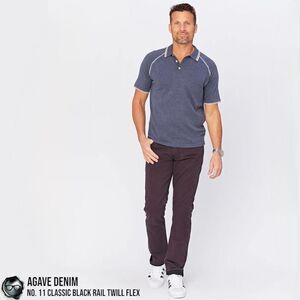 AGAVE DENIM NO. 11 CLASSIC BLACK RAIL TWILL FLEX JEANS IN RAISIN MEN’S SIZE 36
